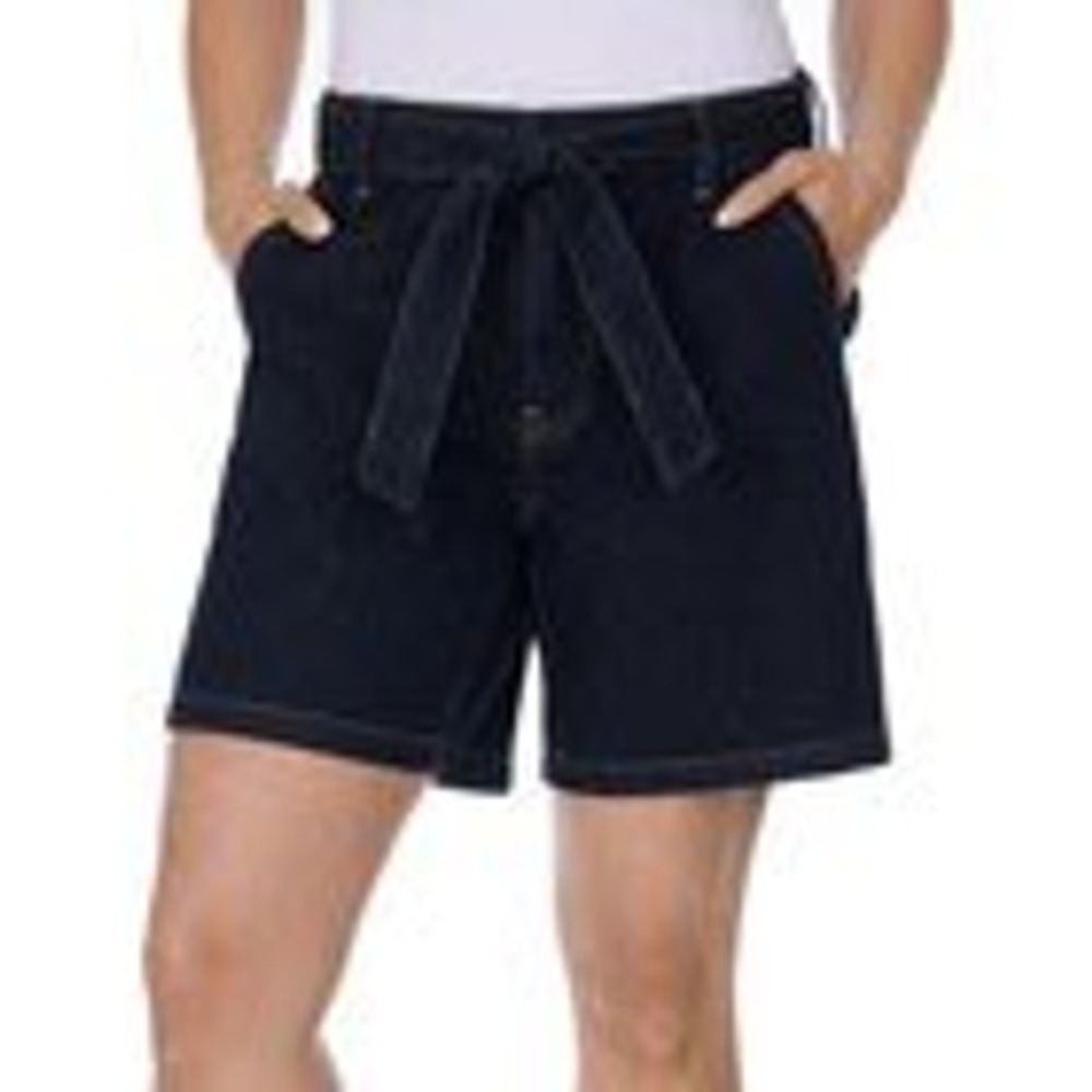 NWT Tommy Hilfiger Womens High Rise Belted Denim Shorts Dark Wash Indigo Size 10